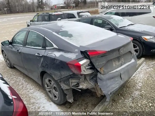 2HGFC2F51GH012214 2016 Honda Civic Lx
