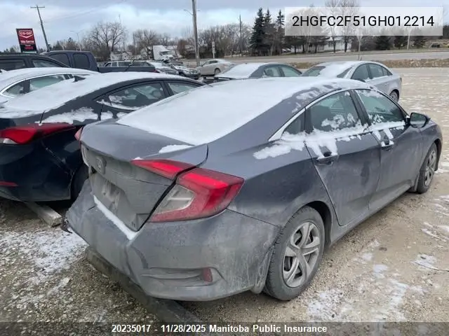 2HGFC2F51GH012214 2016 Honda Civic Lx