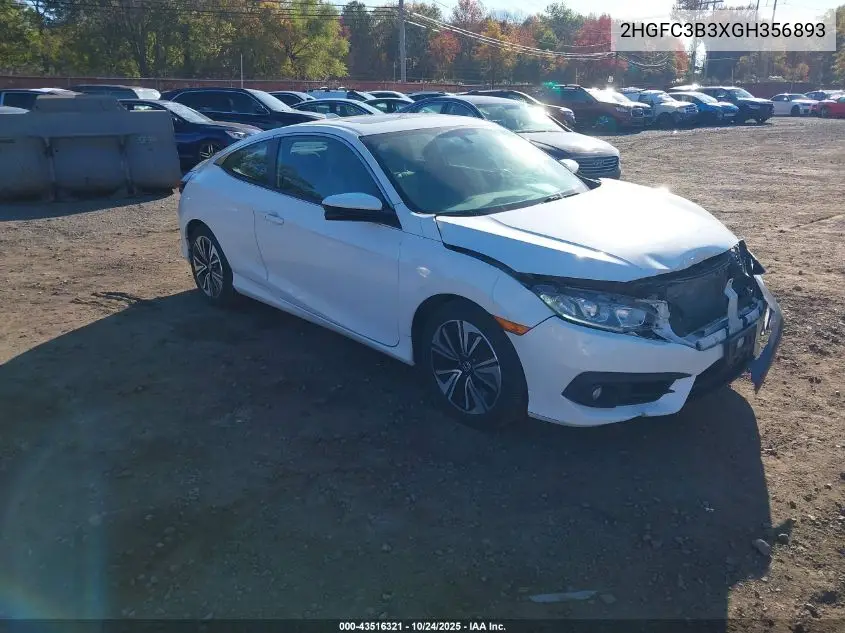 2HGFC3B3XGH356893 2016 Honda Civic Ex-T