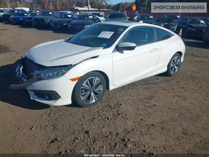 2HGFC3B3XGH356893 2016 Honda Civic Ex-T
