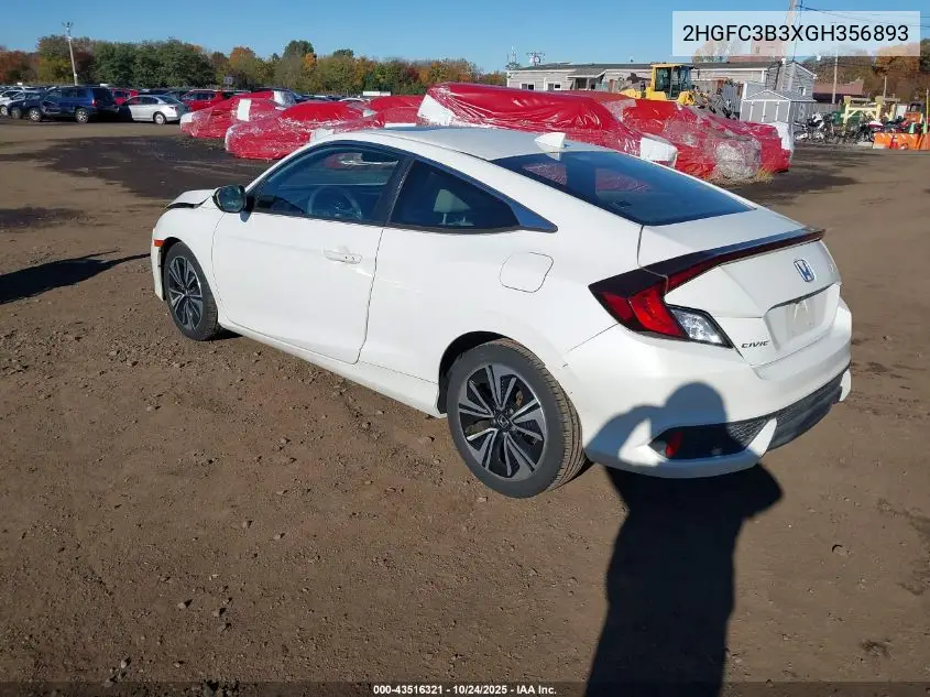 2HGFC3B3XGH356893 2016 Honda Civic Ex-T