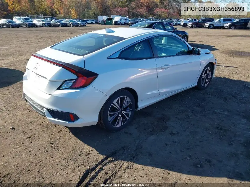 2HGFC3B3XGH356893 2016 Honda Civic Ex-T
