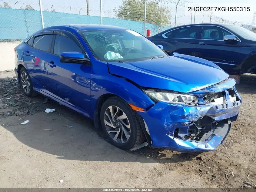 2HGFC2F7XGH550315 2016 Honda Civic Ex