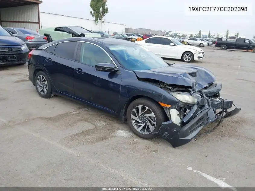 19XFC2F77GE202398 2016 Honda Civic Ex