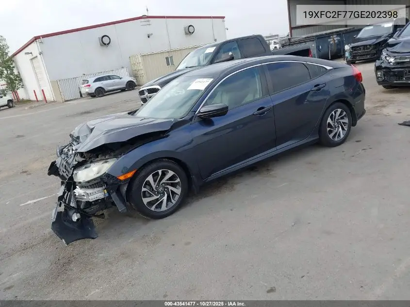 19XFC2F77GE202398 2016 Honda Civic Ex