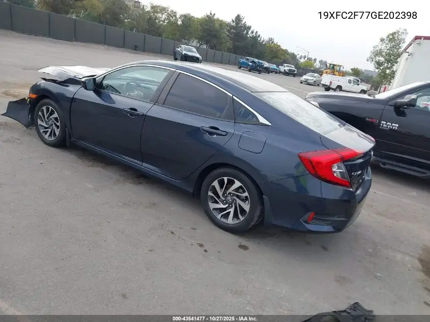 19XFC2F77GE202398 2016 Honda Civic Ex