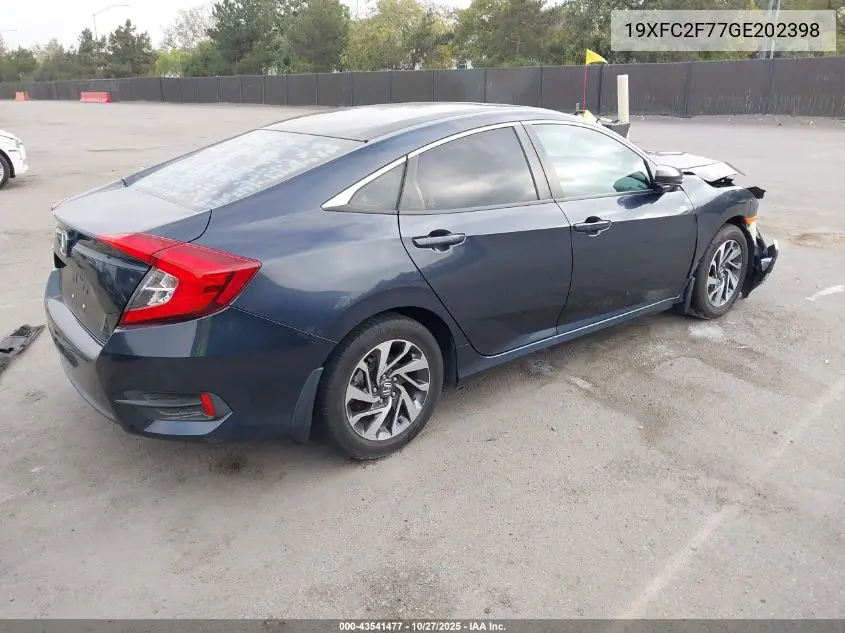 19XFC2F77GE202398 2016 Honda Civic Ex