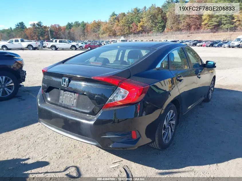 19XFC2F78GE206833 2016 Honda Civic Ex