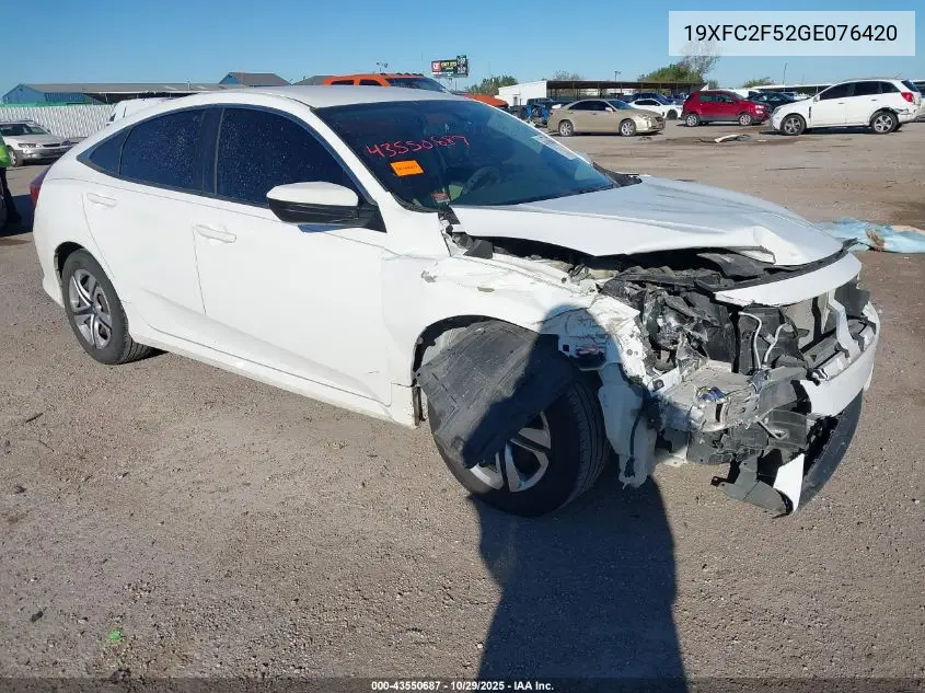 19XFC2F52GE076420 2016 Honda Civic Lx