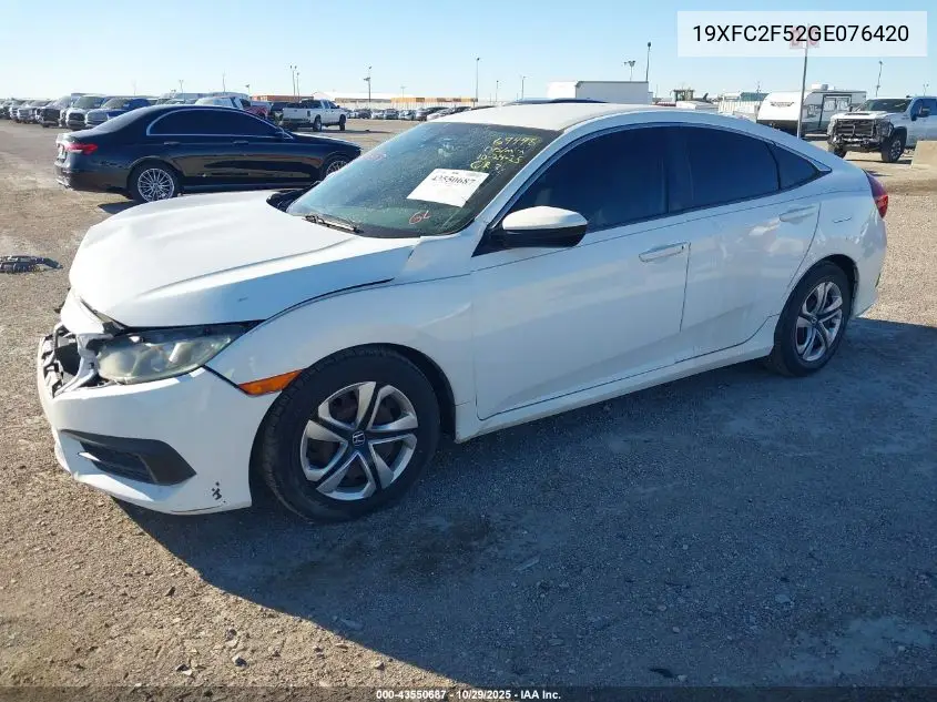 19XFC2F52GE076420 2016 Honda Civic Lx