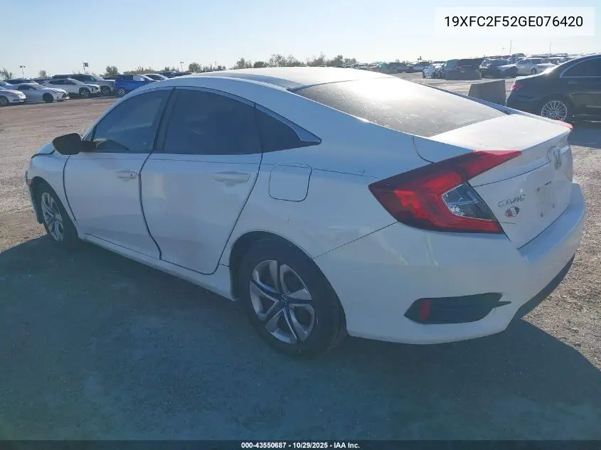 19XFC2F52GE076420 2016 Honda Civic Lx