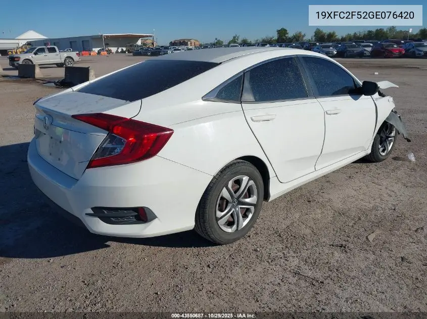 19XFC2F52GE076420 2016 Honda Civic Lx