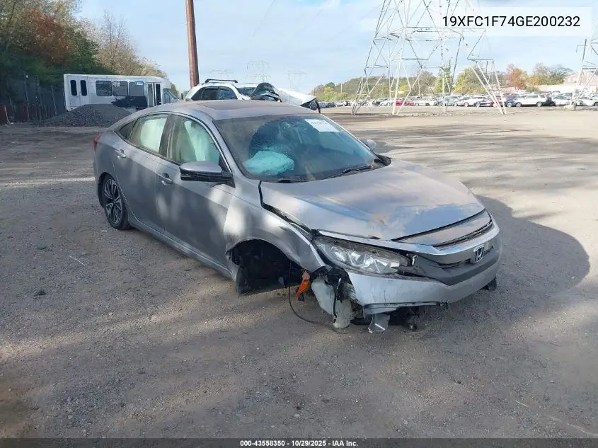 19XFC1F74GE200232 2016 Honda Civic Ex-L