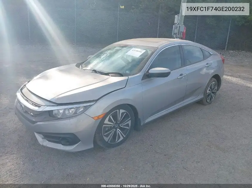 19XFC1F74GE200232 2016 Honda Civic Ex-L