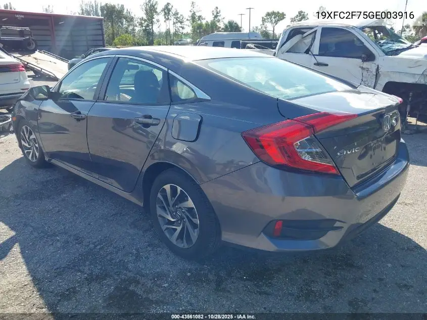 19XFC2F75GE003916 2016 Honda Civic Ex