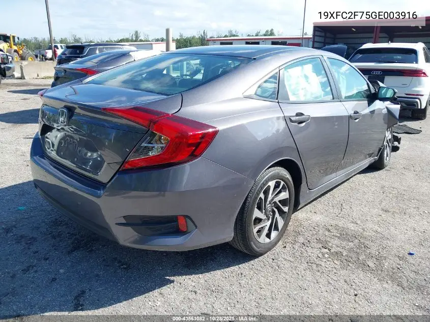 19XFC2F75GE003916 2016 Honda Civic Ex
