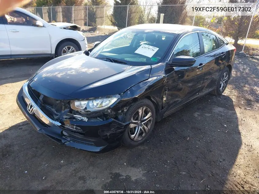 19XFC2F59GE017302 2016 Honda Civic Lx
