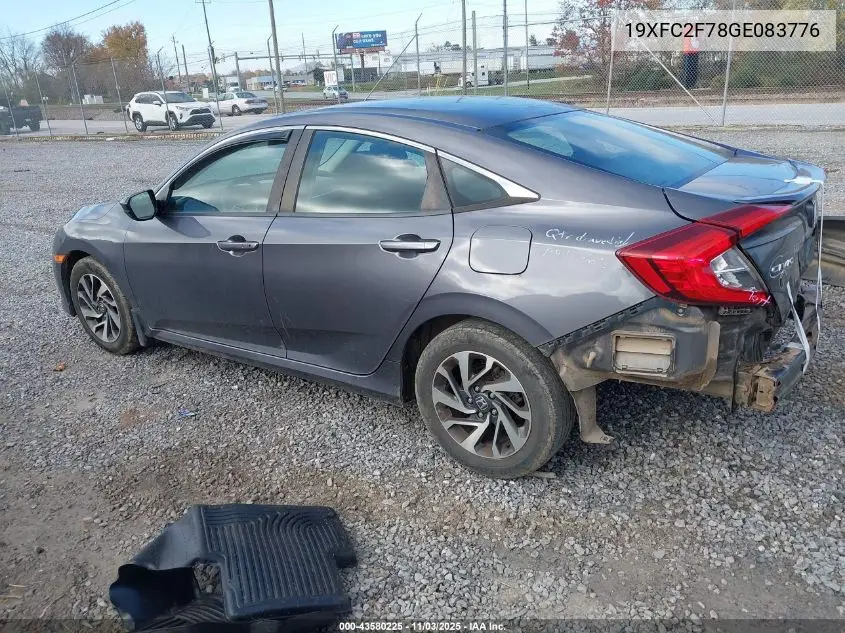 19XFC2F78GE083776 2016 Honda Civic Ex