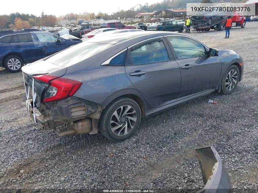 19XFC2F78GE083776 2016 Honda Civic Ex