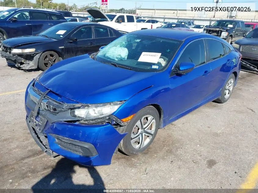 19XFC2F5XGE074026 2016 Honda Civic Lx