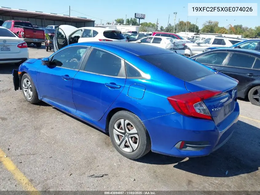 19XFC2F5XGE074026 2016 Honda Civic Lx