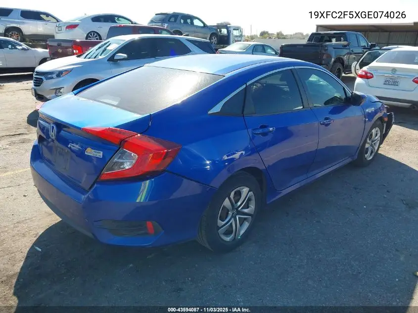 19XFC2F5XGE074026 2016 Honda Civic Lx