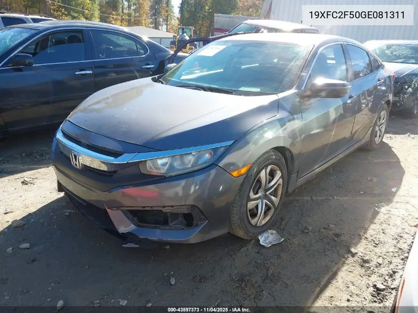 19XFC2F50GE081311 2016 Honda Civic Lx