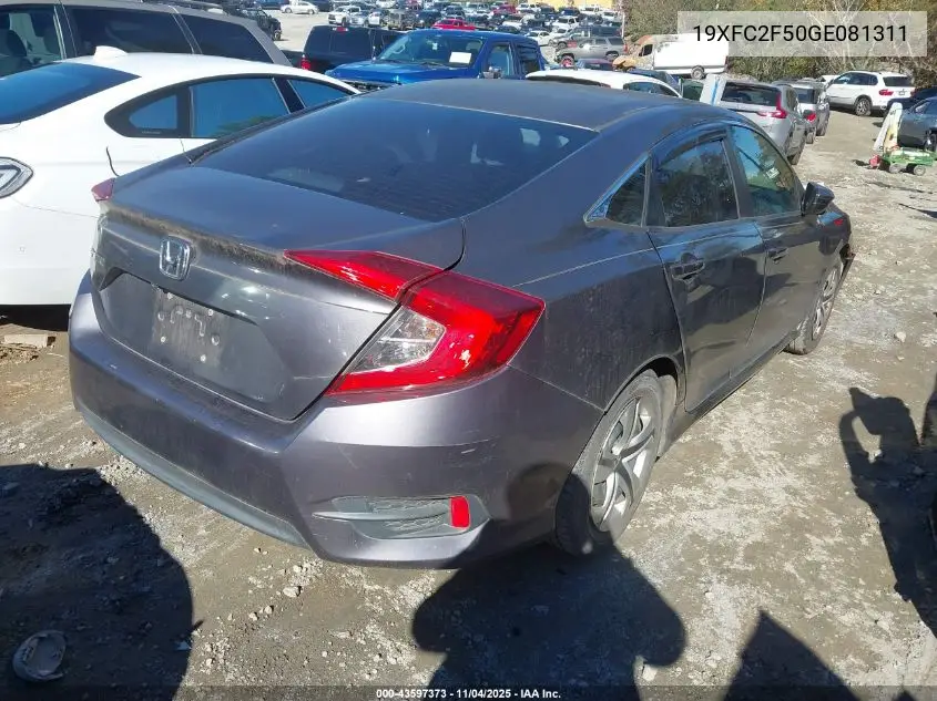 19XFC2F50GE081311 2016 Honda Civic Lx