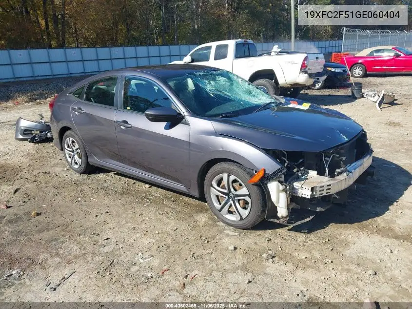 19XFC2F51GE060404 2016 Honda Civic Lx
