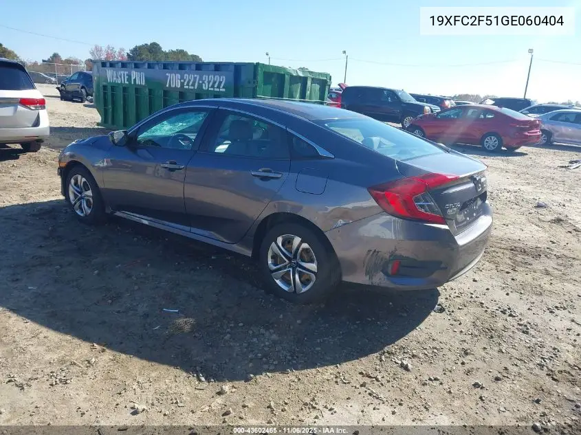 19XFC2F51GE060404 2016 Honda Civic Lx