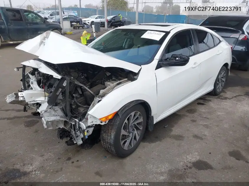 19XFC2F74GE223791 2016 Honda Civic Ex
