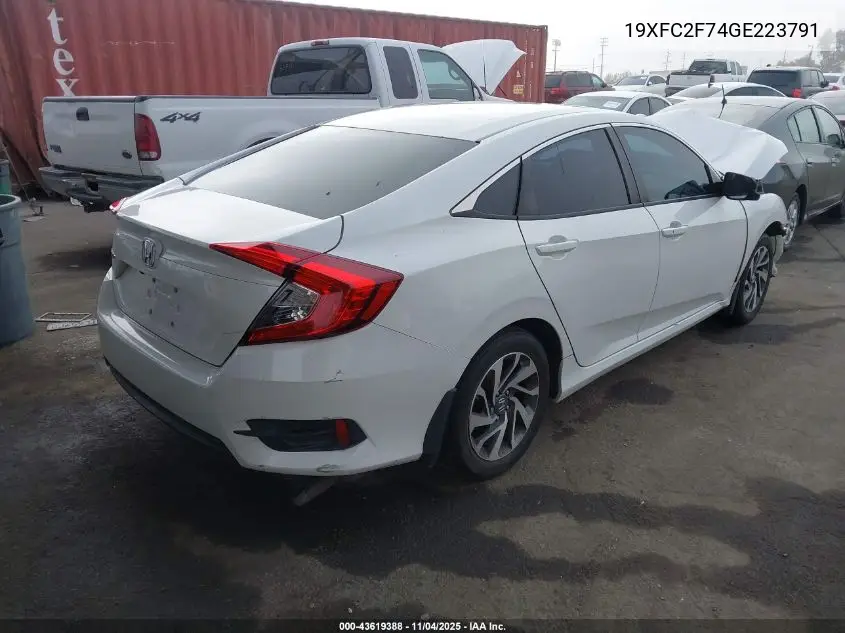 19XFC2F74GE223791 2016 Honda Civic Ex