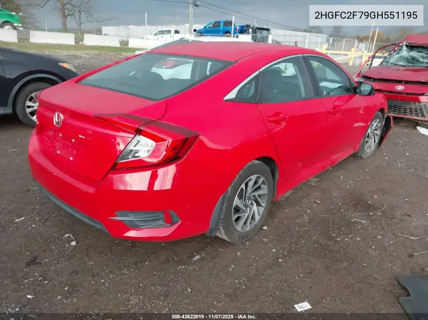 2HGFC2F79GH551195 2016 Honda Civic Ex