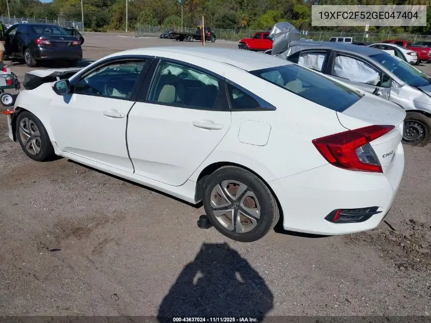 19XFC2F52GE047404 2016 Honda Civic Lx