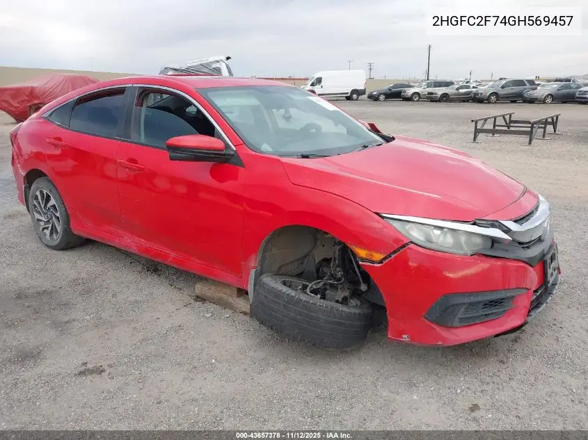 2HGFC2F74GH569457 2016 Honda Civic Ex