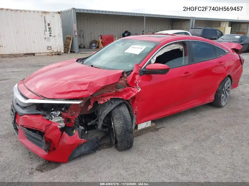 2HGFC2F74GH569457 2016 Honda Civic Ex