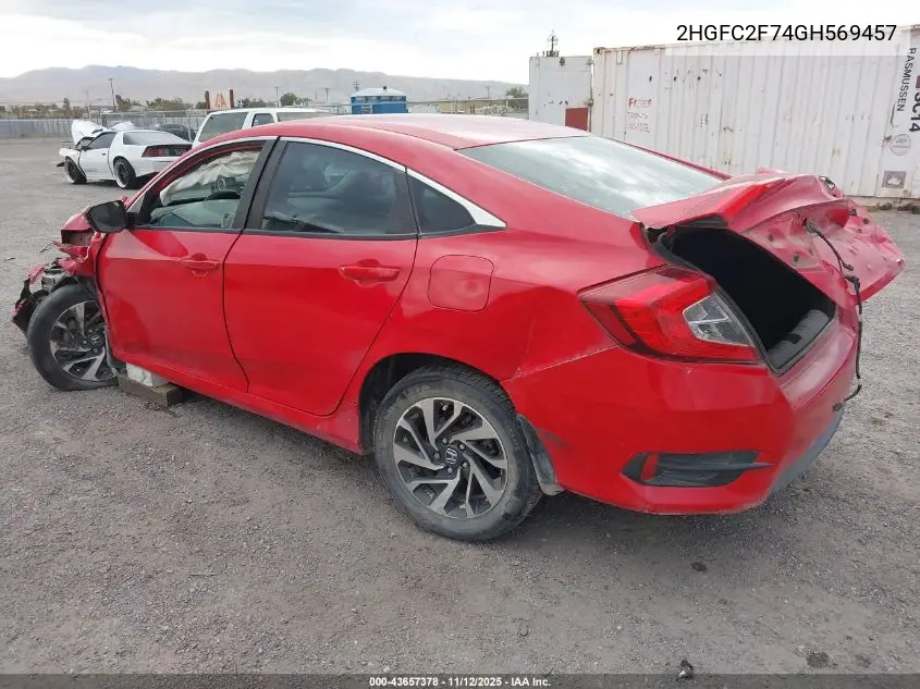 2HGFC2F74GH569457 2016 Honda Civic Ex