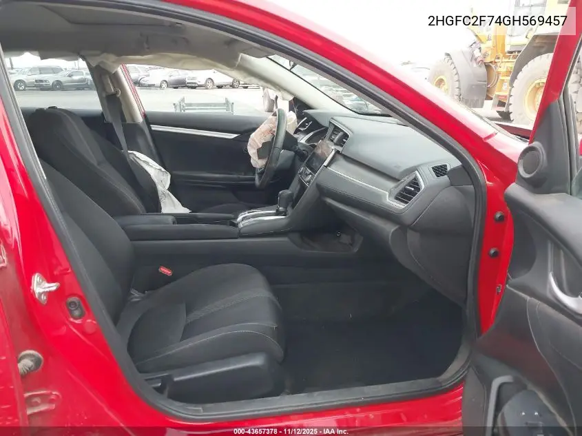 2HGFC2F74GH569457 2016 Honda Civic Ex