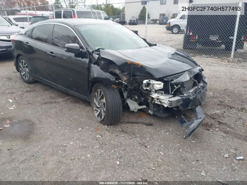 2HGFC2F74GH577493 2016 Honda Civic Ex