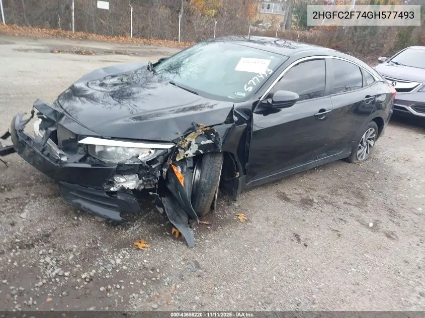 2HGFC2F74GH577493 2016 Honda Civic Ex