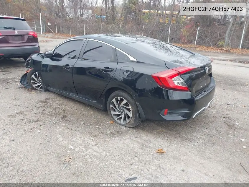 2HGFC2F74GH577493 2016 Honda Civic Ex