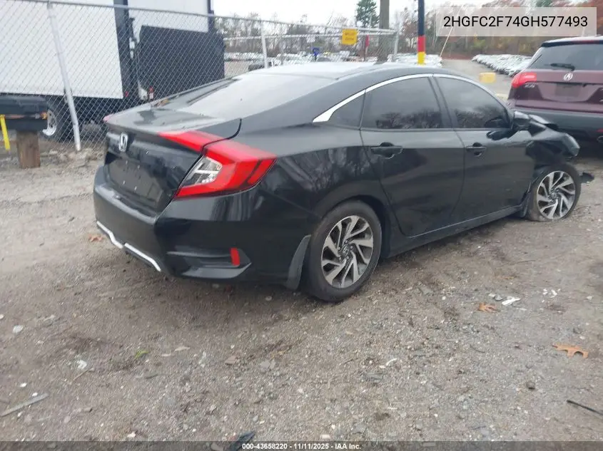 2HGFC2F74GH577493 2016 Honda Civic Ex