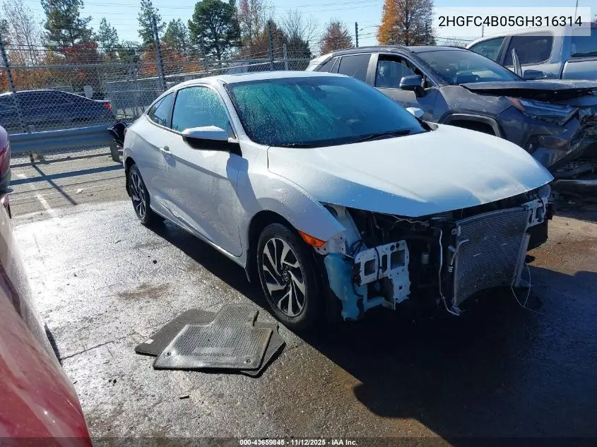 2HGFC4B05GH316314 2016 Honda Civic Lx-P