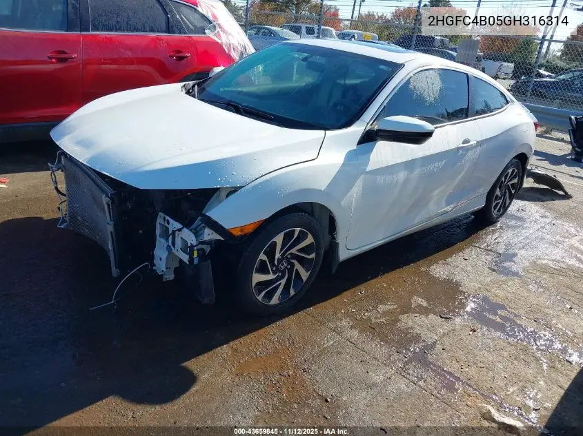 2HGFC4B05GH316314 2016 Honda Civic Lx-P