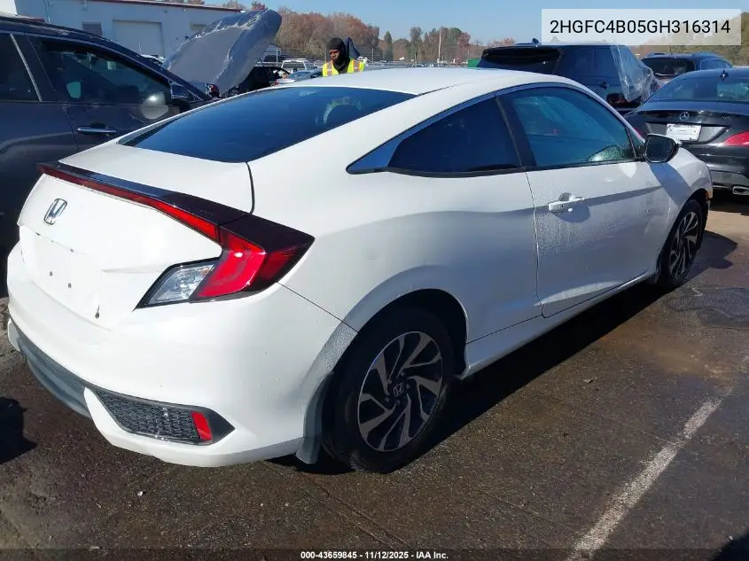2HGFC4B05GH316314 2016 Honda Civic Lx-P