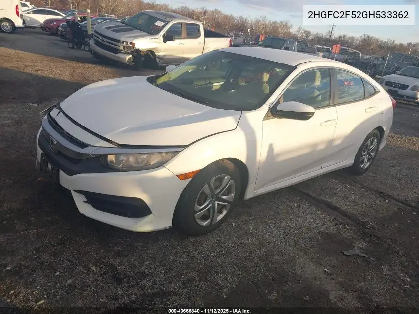 2HGFC2F52GH533362 2016 Honda Civic Lx