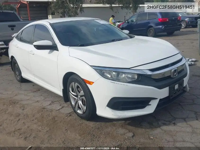 2HGFC2F58GH519451 2016 Honda Civic Lx