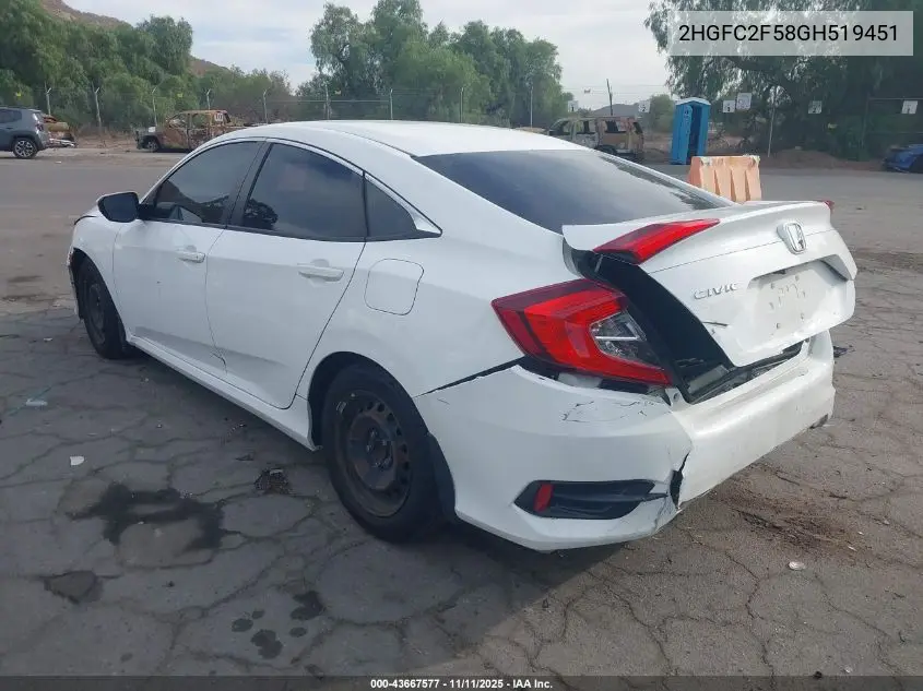 2HGFC2F58GH519451 2016 Honda Civic Lx