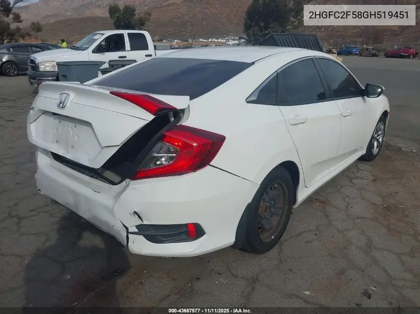 2HGFC2F58GH519451 2016 Honda Civic Lx