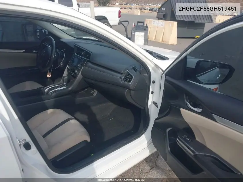 2HGFC2F58GH519451 2016 Honda Civic Lx